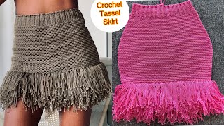 How To Crochet A Fringe Skirt / Crochet Tassel Skirt #crochetskirt