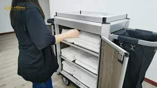 Guest Room Service Aluminum Housekeeping Trolley