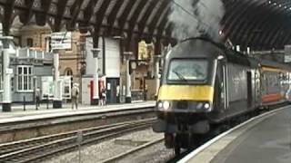 Valenta 43084 thrashes and clags out of York with 43480 on the rear.