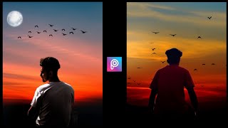 Sunset Photo Editing with Dark Shadow Concept || PicsArt Photo Editing New Style