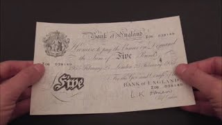 Old White Five and Ten Pound Banknotes - #banknotes