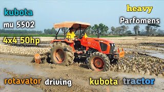 kubota mu 5502 4x4 50hp tractor rotavator driving