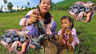 Eating Relaxing Natural |Mukbang Cook Grilled Lobster And Snails, Salt, Pepper, Lemon