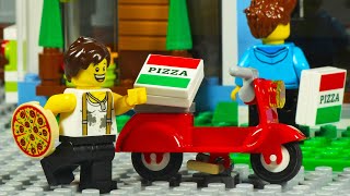 Lego City Pizza Delivery Homeless Man Robbery Attcak