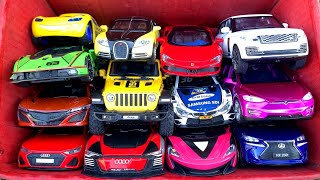 Box Full of Toy Cars Mclaren Car, BMW Car, Audi Car, Tesla Car, Ferrari Car, Jeep Car, Bugatti Car