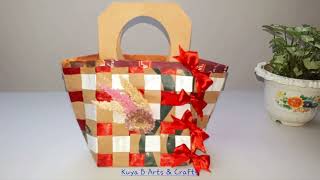 Easy DIY Weave Paper Handbag Beautiful Elegant Gift Idea #recycle # upcycle #handwoven #teachersday