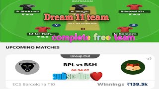 Bpl vs Bsh dream 11 team.small analysis#dreamteam #subscribe