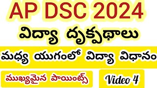 Ap dsc విద్యా దృక్పథాలు//మధ్యయుగంలో విద్యా విద్యా విధానం important points #apdsc #dsc #aptet2024