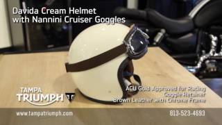 Davida Cream Helmet with Nannini Cruiser Goggles at Tampa Triumph!