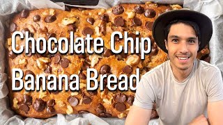 EASIEST chocolate chip banana bread recipe- No eggs needed!