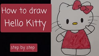 How to draw Hello Kitty easy _ رسم هيلو كيتي سهل جدا