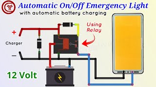 12v Automatic emergency light circuit with battery charger