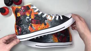 Deadpool Inspired Custom Painted Converse shoes | Custom shoes