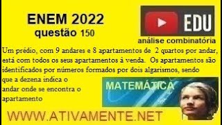 analise combinatória  questão 150  ENEM 2022 (prova amarela)