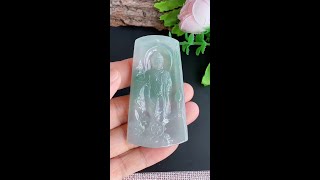 翡翠玉器糯冰飄花佛祖玉吊墜  Natural jade jewellery type-A jadeite Tara Guanyin pendant