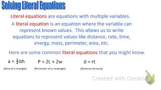 Literal Equations