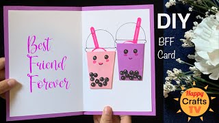 Make this Bubble Tea BFF Card for Your Best Friend, Easy DIY Paper Crafts, DIY BFF Card Ideas