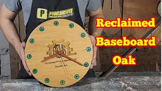 Wooden Wall Clock from reclaimed Baseboard Oak