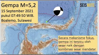 GEMPA M=5,2 DI BOALEMO SULAWESI TENGAH | Gempa bumi hari ini 15 September 2021