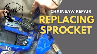 Replacing chainsaw sprocket to a 8 tooth. Wasn't easy changing!!