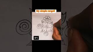 flower kolam with dots 🌷 poo kolam designs 🌷 beginners rangoli 🌷 my simple rangoli #shorts