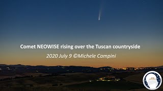 La cometa NEOWISE sorge nella campagna toscana