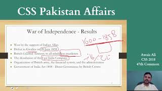 Free Pakistan Affairs Lectures | Part 4 | Events and Result of war of Indp | CSS & PMS Exam 2025