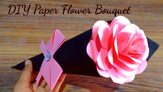 How to make paper flower bouquet | valentines day  bouquet @DIYHandmadeIdeas