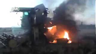 20130606 Aleppo unknown place Farmer's vehicles burn as part to destroy food resources