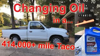 High mileage Tacoma getting an oil change