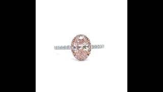 NEW!! 1.75 Carat Oval Fancy Pink Diamond Pavé Halo Ring in 14k Two-Tone Gold