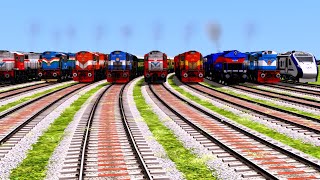 NINE TRAINS CROSSING Diamond BUMPY FORKED  RAILROAD TRACK TRAIN SIMULATOR CLASSIC TRAIN VIDEOS