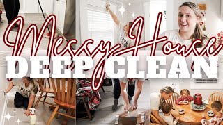 EXHAUSTED MOM MESSY HOUSE DEEP CLEAN WITH ME | CLEANING MOTIVATION | REALISTIC SAHM | MarieLove