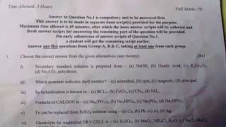 Diploma polytechnic semester 1st basic chemistry question 2018