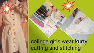 High low college ❤️ wear kurty cutting ✂️ and stitching for beginners.i have to make first time 🏵️