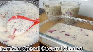 "क्रीमी कस्टर्ड शरबत इफ्तार रेसिपी"-Custard Sharbat with Homemade Jelly - Iftaar Special Recipe"