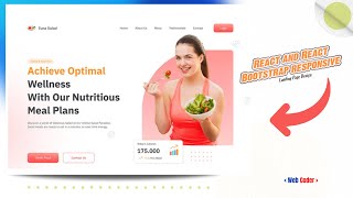 React and React Bootstrap responsive landing page design. webcoder