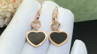 Hearts earrings with diamonds and onyx