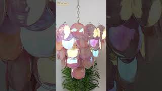 Luxurious and Sparkling: Elegant Pink Murano Disc Chandelier Home Decor Lighting@korewolamp