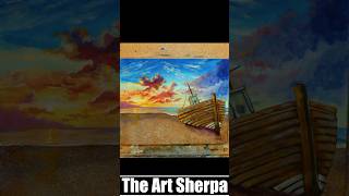 Sunset Sailboat beach #art #theartsherpa #painting