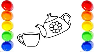 How to draw a Tea pot Easy drawing for kids || Magic Fingers Art || Easy drawing step by step