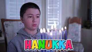 Kid Lighting a Menorah for Hanukkah