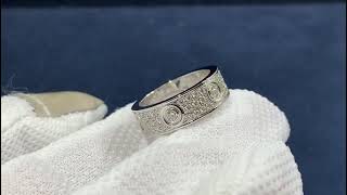 Cartier 18K White Gold Full Pave Diamond 6 5mm Band Love Ring N4210400