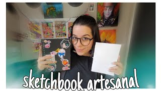 como fazer um sketchbook em casa? eu te ensino em 10 minutos ✨️📒🎨 (encadernação fácil)