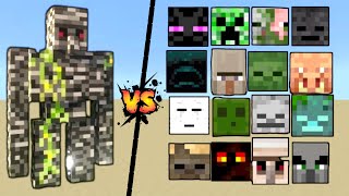 Bedrock Golem vs All Mob's - Who Will Win?