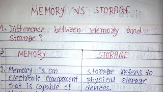 Memory vs storage|difference between memory and storage|memory|storage|in hindi|storage vs memory.