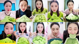 HEAVY MATCHA POWDER WITH SHAVED, REFROZEN , DRY CRUNCHY SHAVED ICE ,ICE CHIPS HARD ICE EATING ASMR🧊