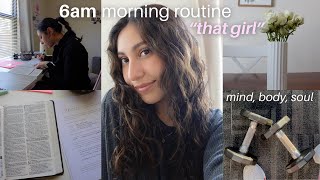 THAT GIRL MORNING ROUTINE🎧☁️👟 | 6am productive morning, creating healthy habits, & more