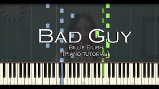 BILLI EILISH- BAD GUY PIANO TUTORIAL [SYNTHESIA]