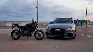 Epic Motorcycle vs Audi RS3 Race on Highway 2017